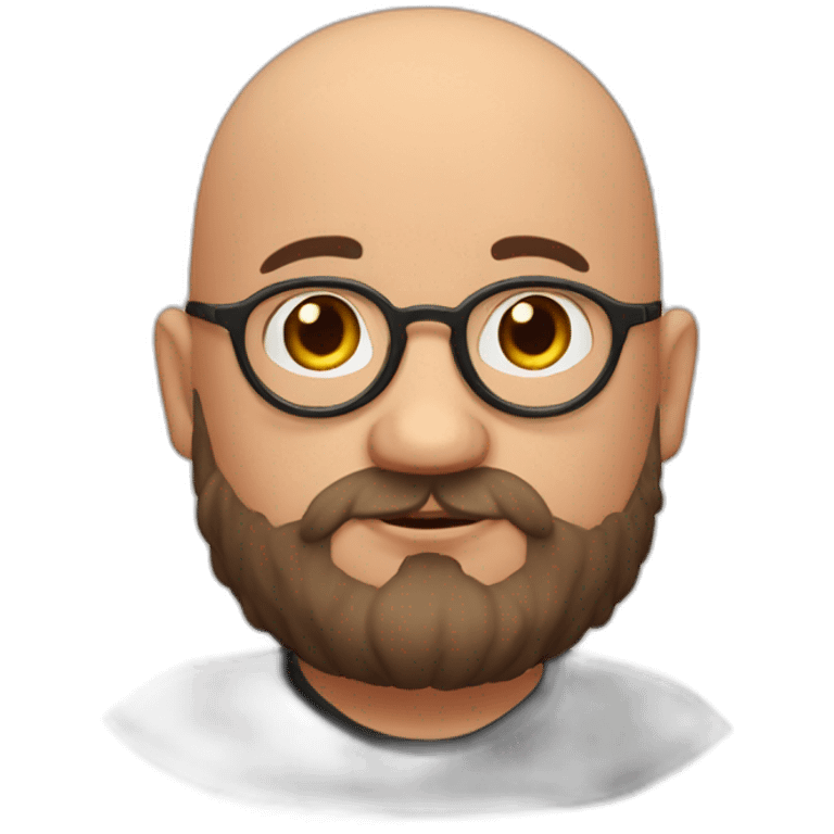 bald headed spanish guy chubby face full beard and rimless round glasses like harry potter emoji