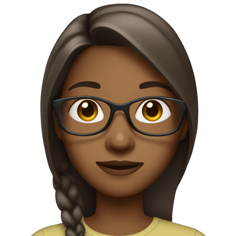 girl with a long brown straight hair, glasses, slightly dark skin emoji