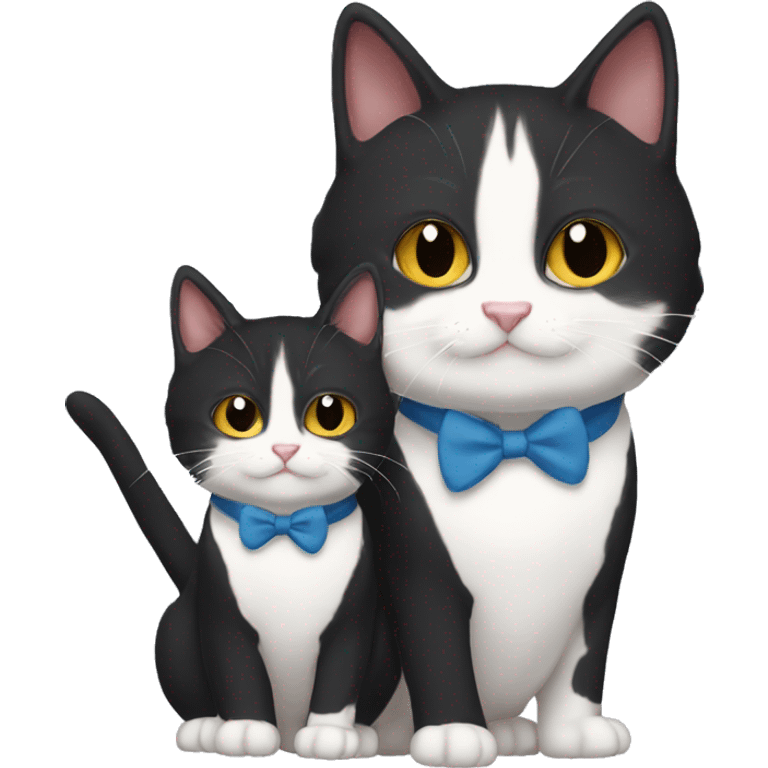 Adult male tuxedo cat with kitten male tabby cat  emoji