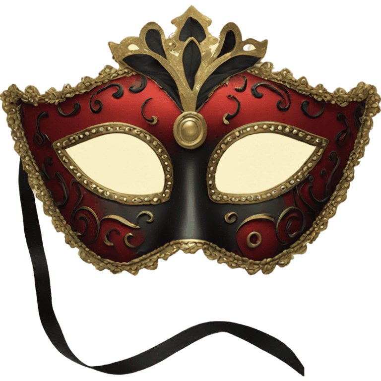 Red and black vintage masquerade mask  emoji