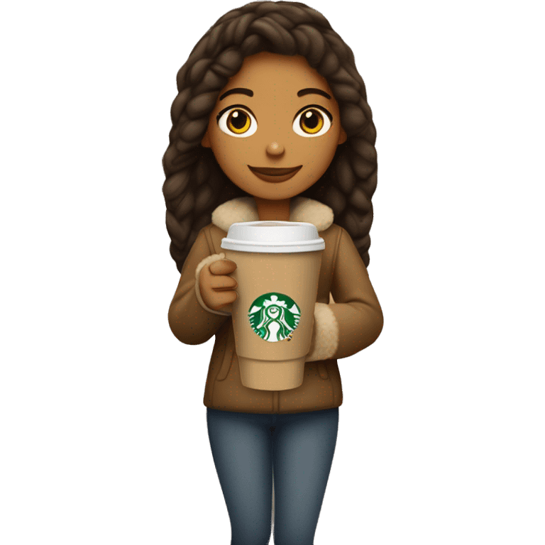 Girl in ugg boots holding a Starbucks coffee emoji