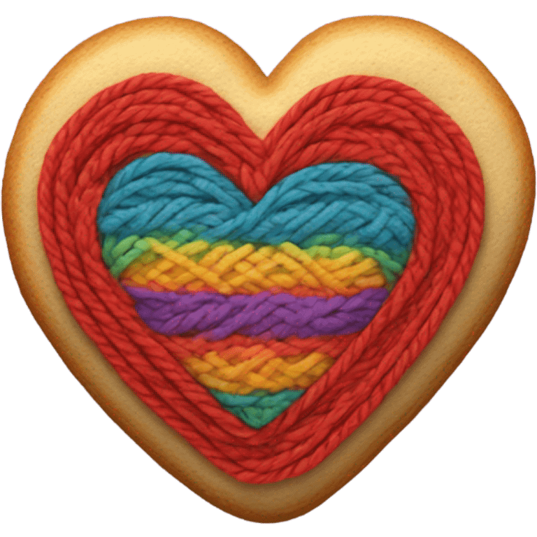 Cookie heart with yarn emoji