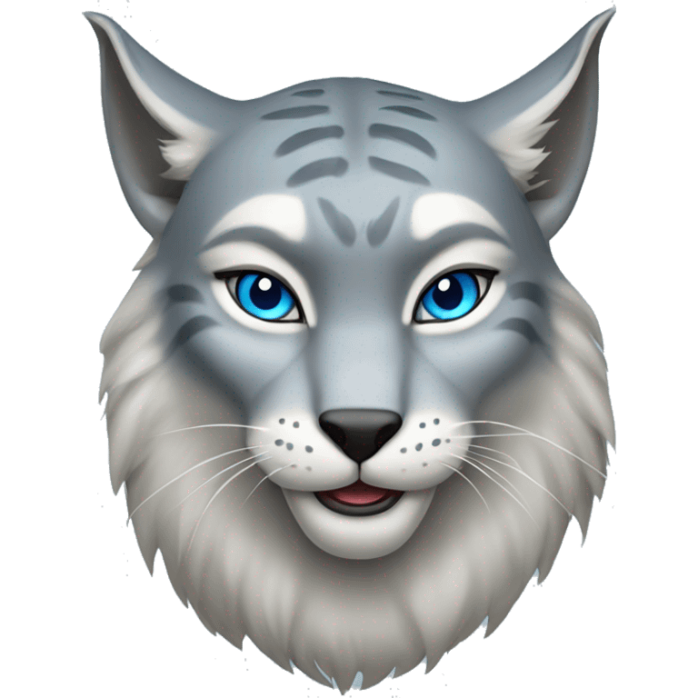 Growling Grey lynx blue eyes emoji