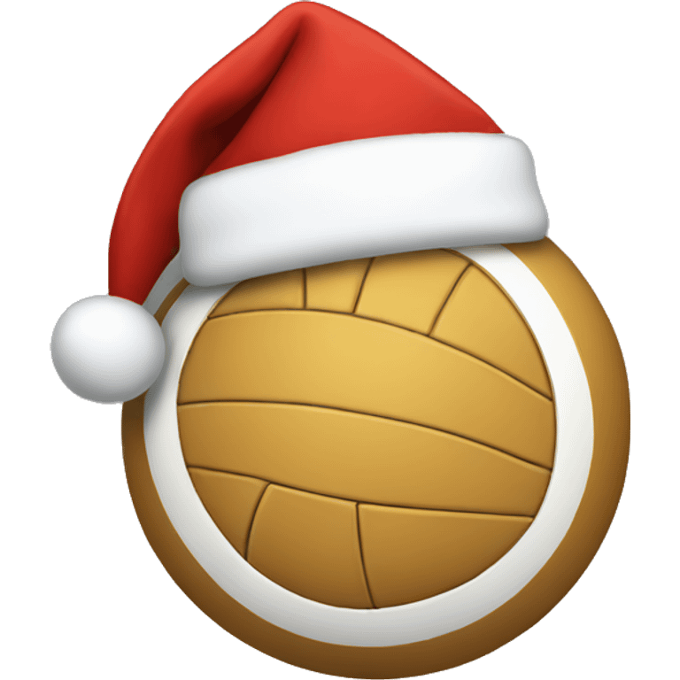 A volleyball with a christmas hat in  emoji