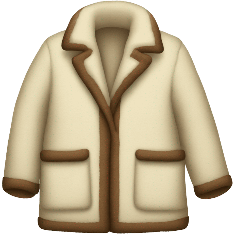 Beige Sherpa coat with brown trim on seams emoji