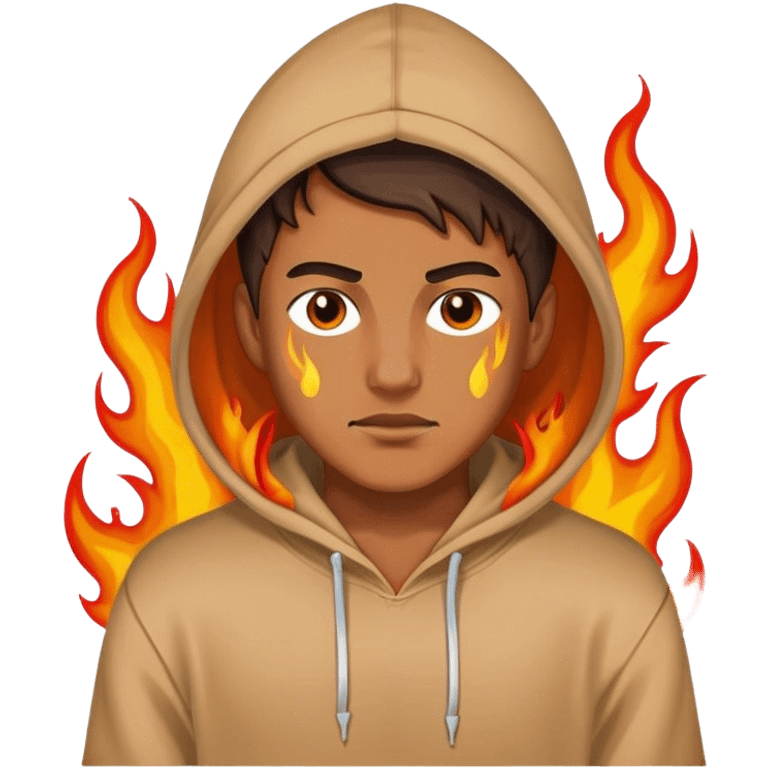 Guy wearing a hoodie with flames on it  emoji