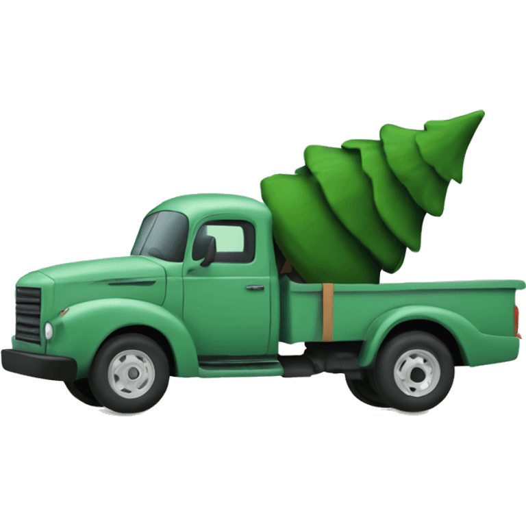 Sage green truck with Christmas tree emoji