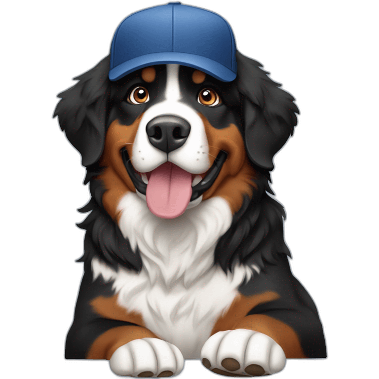 Bernese Mountain Dog wearing baseball cap emoji