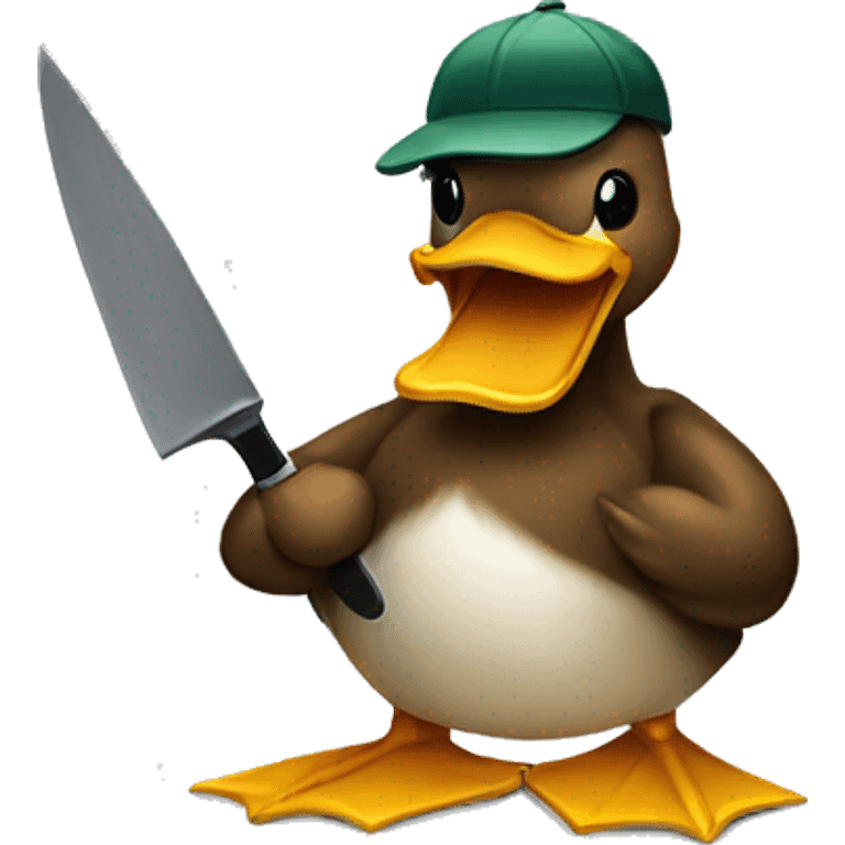 A duck holding a knife emoji