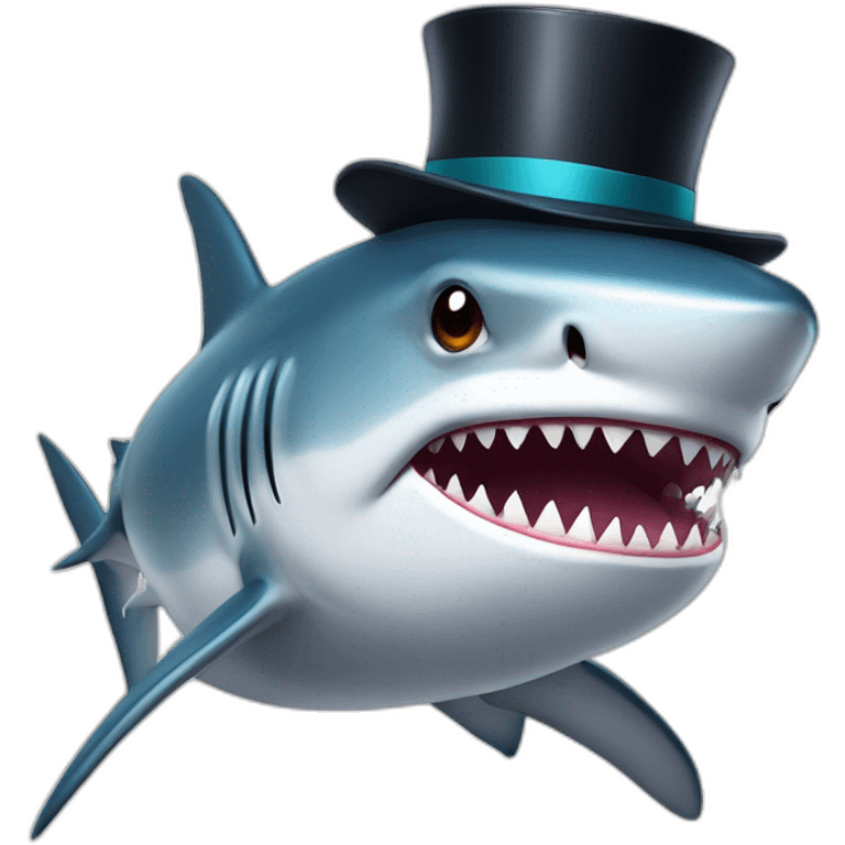 Shark with a top hat emoji