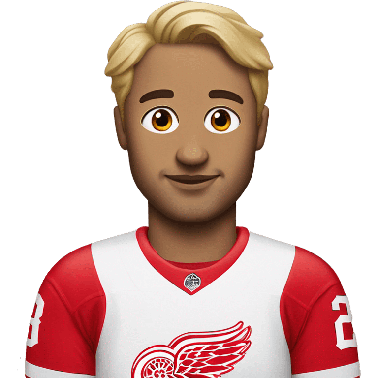 Aussie wearing a Detroit red wings Jersey  emoji