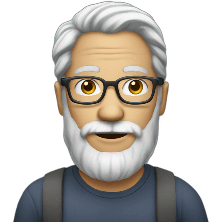 man long grey hair with glasses beard  emoji