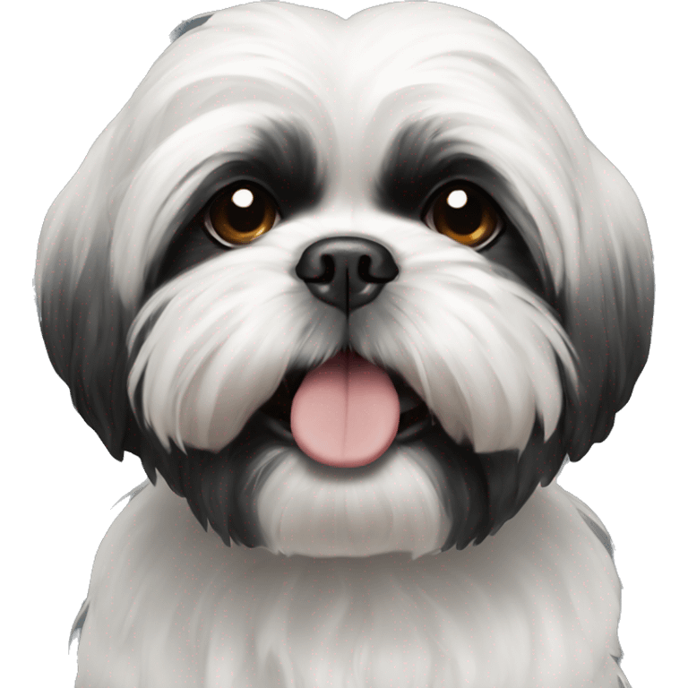 Black shih tzu. Only around the mouth a little bit white  emoji