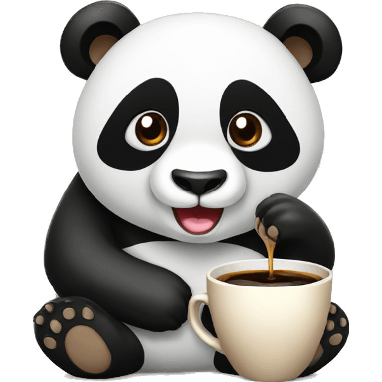 Panda with coffe emoji