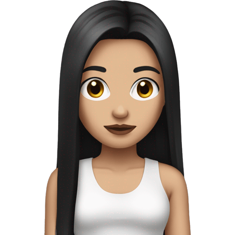 white mean girl with makeup standing with long straight black hair emoji