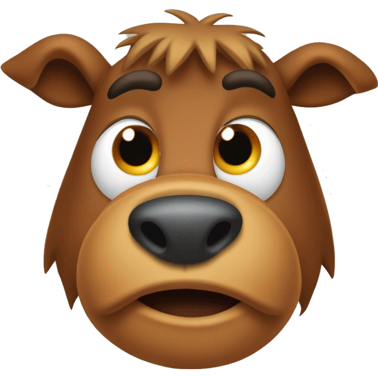 Alf from the ALF tv series. Face: Use a brown or orange-brown color for the face.
Nose: A large, oval-shaped nose in a darker brown.
Muzzle: A prominent, rounded muzzle area, also brown, to mimic ALF’s snout. emoji