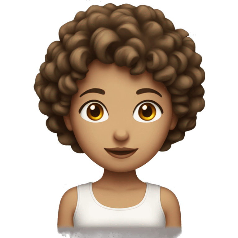 cute girl with short brown perm hair emoji