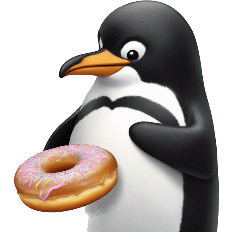 penguin eating a donut emoji