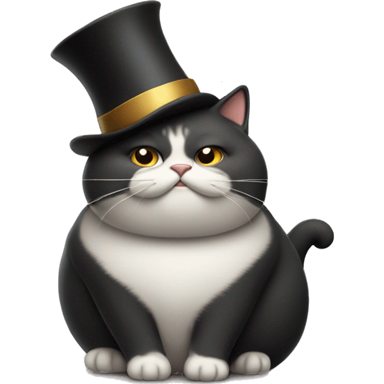 Fat cat wearing tophat emoji