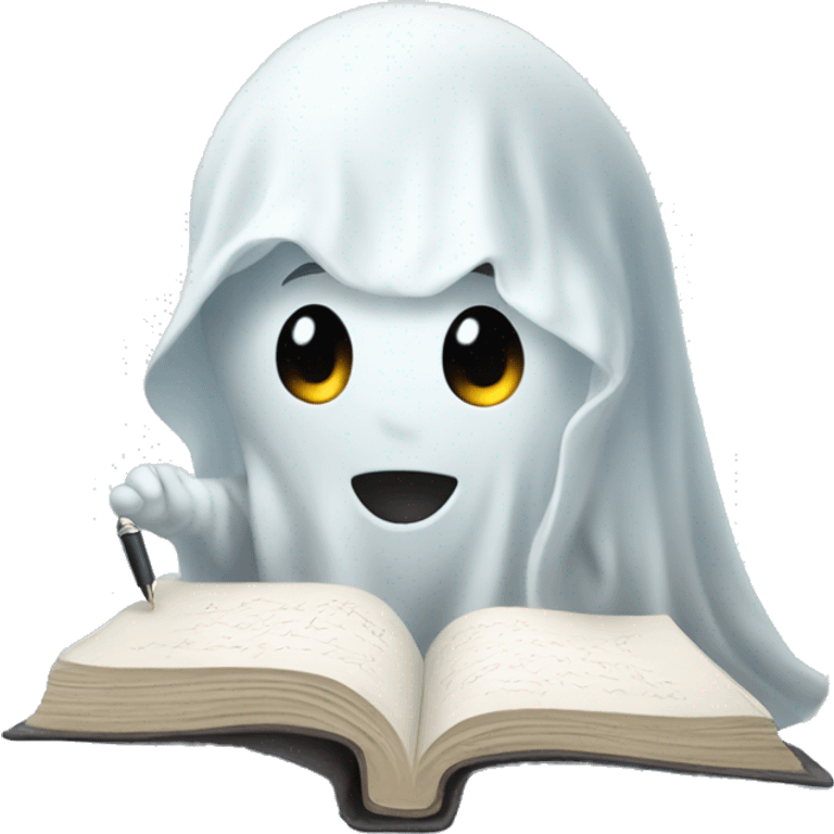 a cute little ghost writing a journal emoji