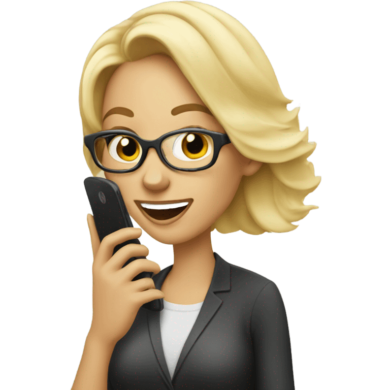 Beautiful Blonde woman wearing glasses calling on cell phone emoji