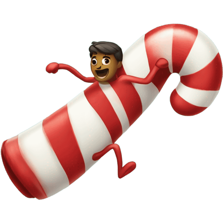 A candy cane running emoji