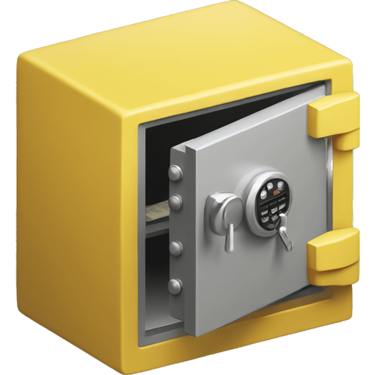 3d  isometric small safe in yellow emoji