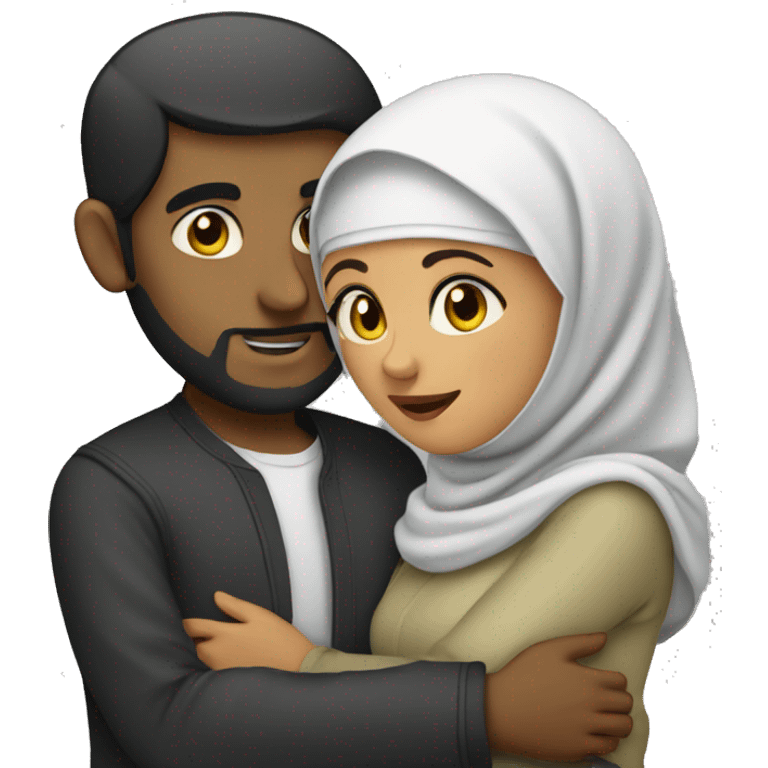 Dark Muslim woman hugging Desi Muslim man  emoji