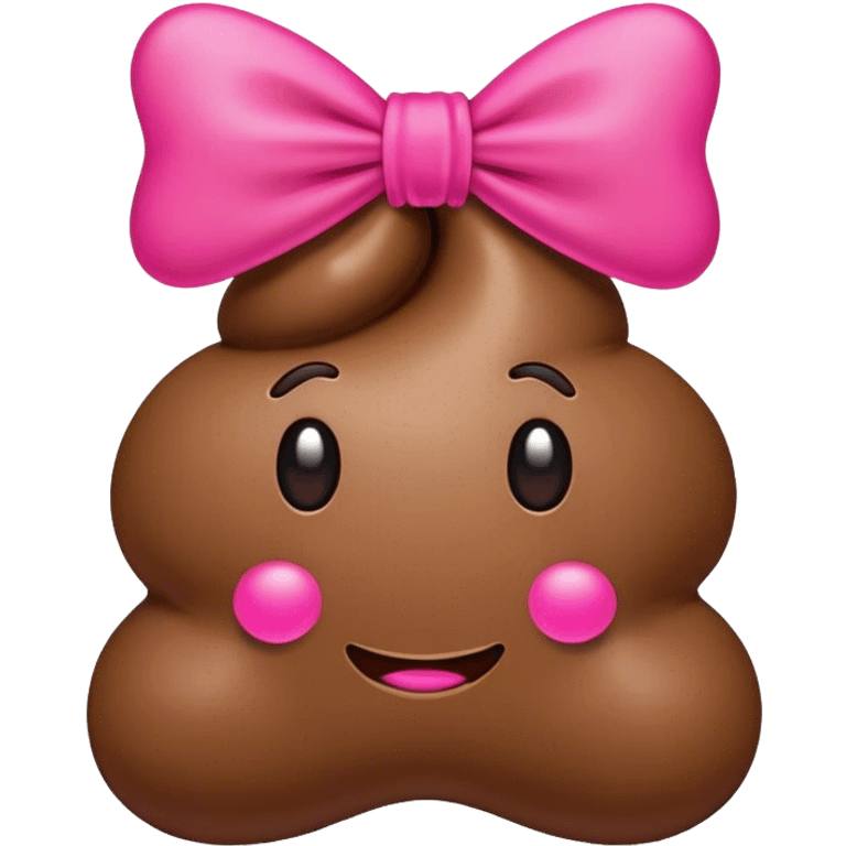 Poop emoji with pink bow on top emoji