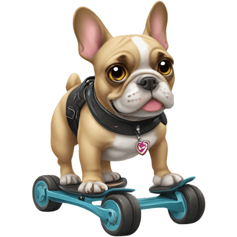 Frenchie wearing rollerblades emoji