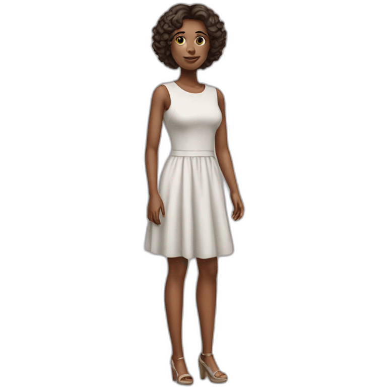 realistic woman with with a small dress emoji