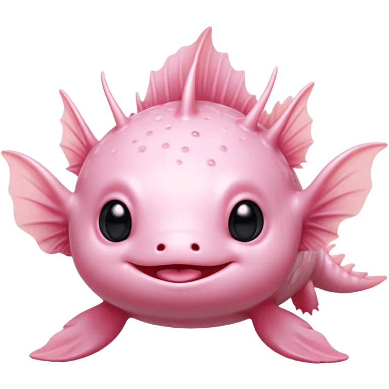 Cinematic Cute Axolotl Portrait Emoji, Head tilted playfully and inquisitively, featuring smooth, pale pink skin with delicate feathery gills and round, sparkling dark eyes filled with curiosity, Simplified yet irresistibly adorable features, highly detailed, glowing with a warm, magical glow, high shine, affectionate and quirky, stylized with a touch of whimsy, bright and endearing, soft glowing outline, capturing the essence of a mischievous yet charming aquatic friend, so playful it feels like it could swim out of the screen and into your heart! emoji