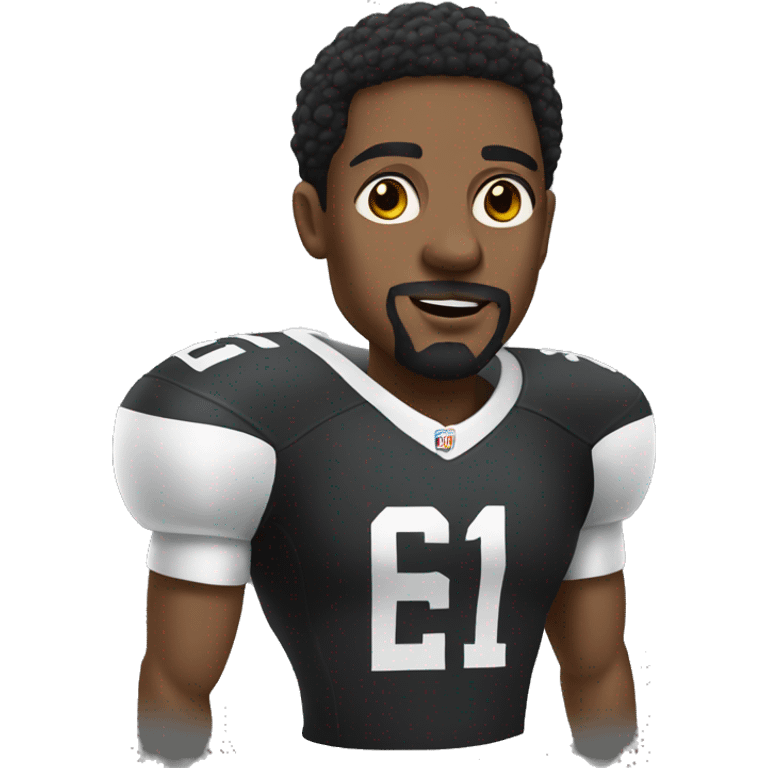 black man with goatee in football jersey emoji