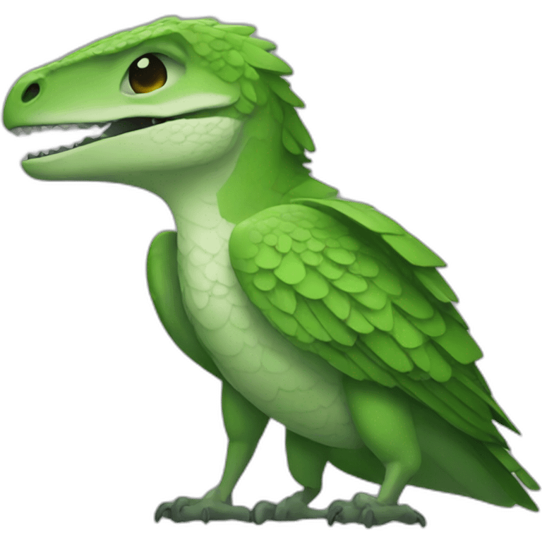 closed eyes green raptor emoji