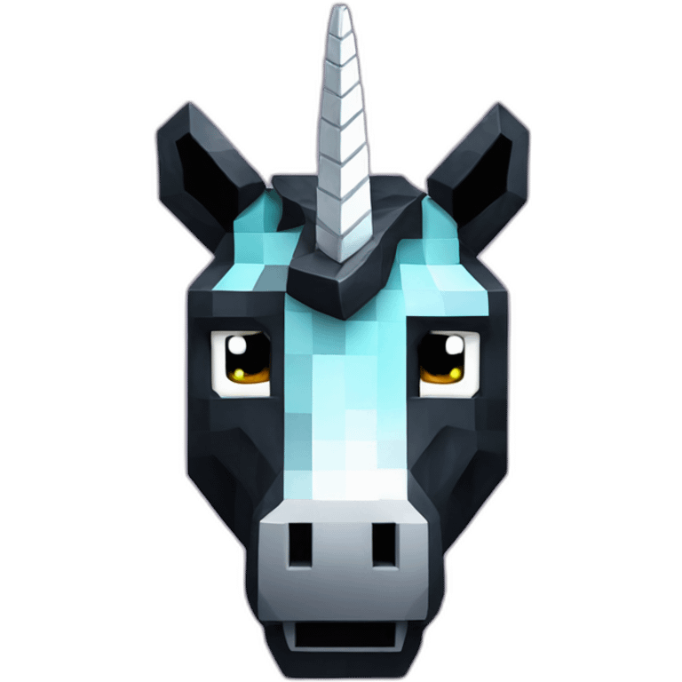 Minecraft Glitter Black Unicorn Head With Diamond Horn emoji