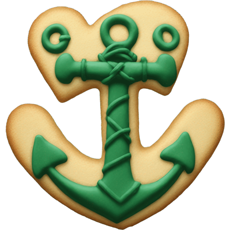 cookie heart with dark green anchor emoji