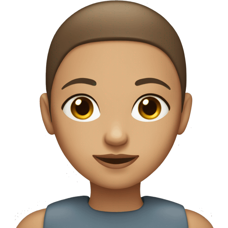 blue eyed brown buzz cut girl round face emoji