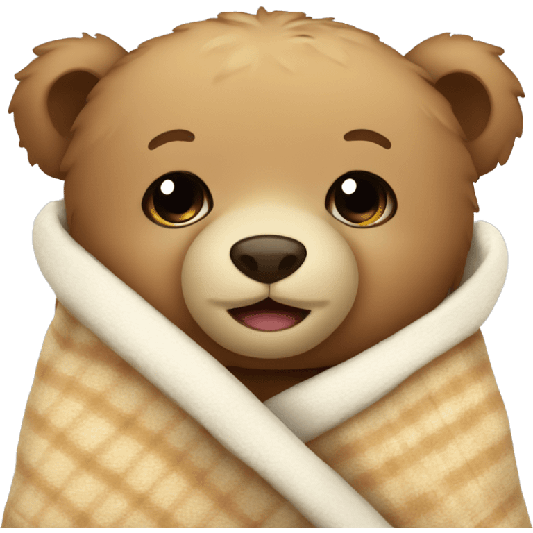  cute teddy bear cozy in blanket emoji