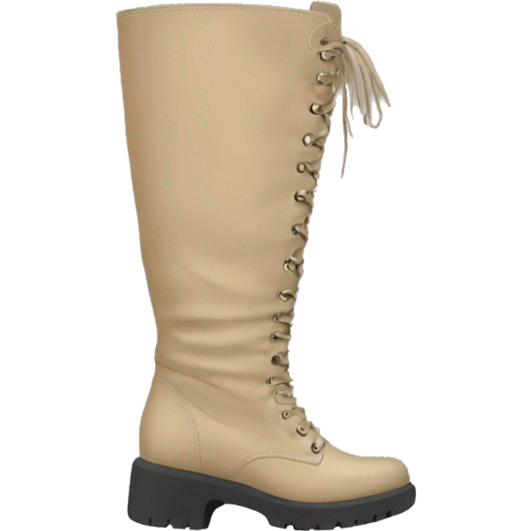 pair of beige chunky knee high boots emoji