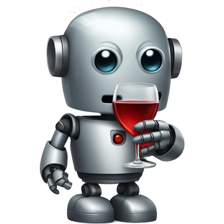 cute robot drinking wine emoji