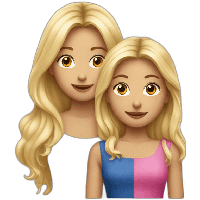 deux filles une fille blonde et fille cheveux noir emoji