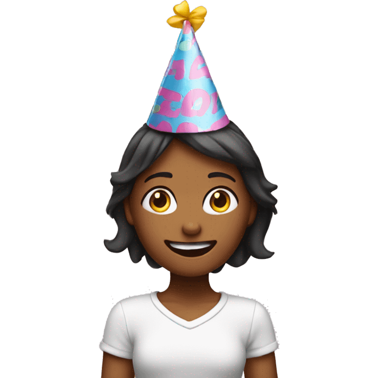 Girl exited with birthday hat emoji