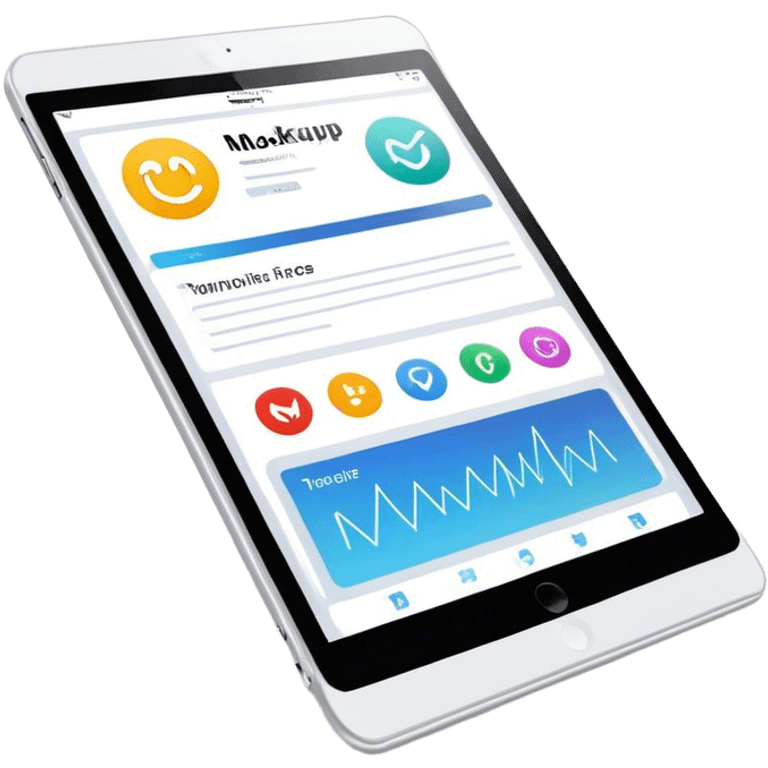 Create an emoji for UX/UI design. Show a monitor or tablet with a web interface mockup displayed on the screen. Use modern, professional colors. Do not include any emojis or smiley faces. Make the background transparent. emoji