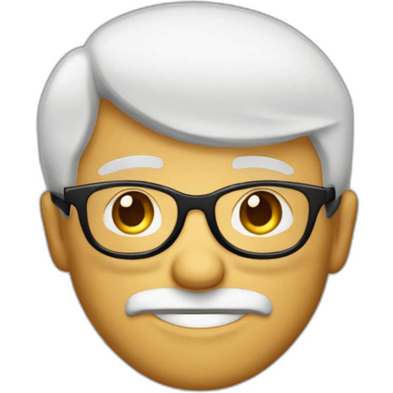 Viel homme mi-chauve cheveux courts blancs, avec lunettes rondes emoji