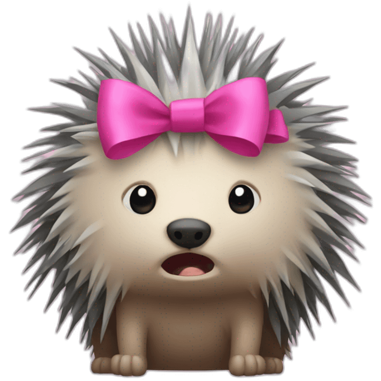 Angry porcupine with a pink bow emoji