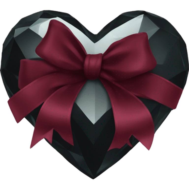 crystal black heart wrapped in a burgundy bow emoji