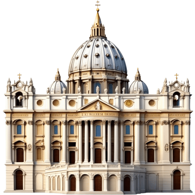 Cinematic Realistic St. Peter's Basilica Landmark Emoji, depicted with majestic, ornate architecture rendered with lifelike detail and regal lighting. emoji