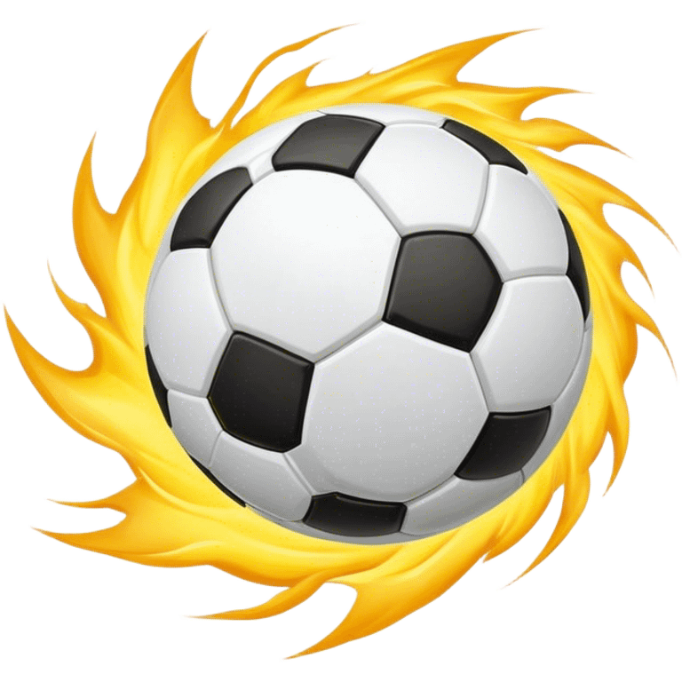 Cinematic Realistic image of a soccer ball soaring through the air, capturing dynamic motion and finely detailed textures with a dramatic, high-energy lighting that evokes the thrill of the game emoji