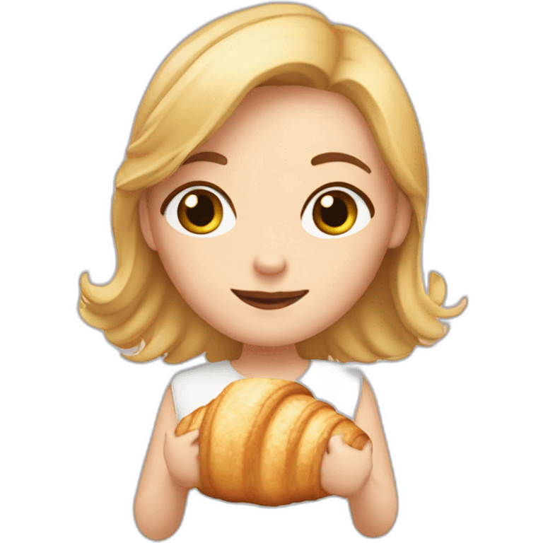 Cute white girl with croissant  emoji