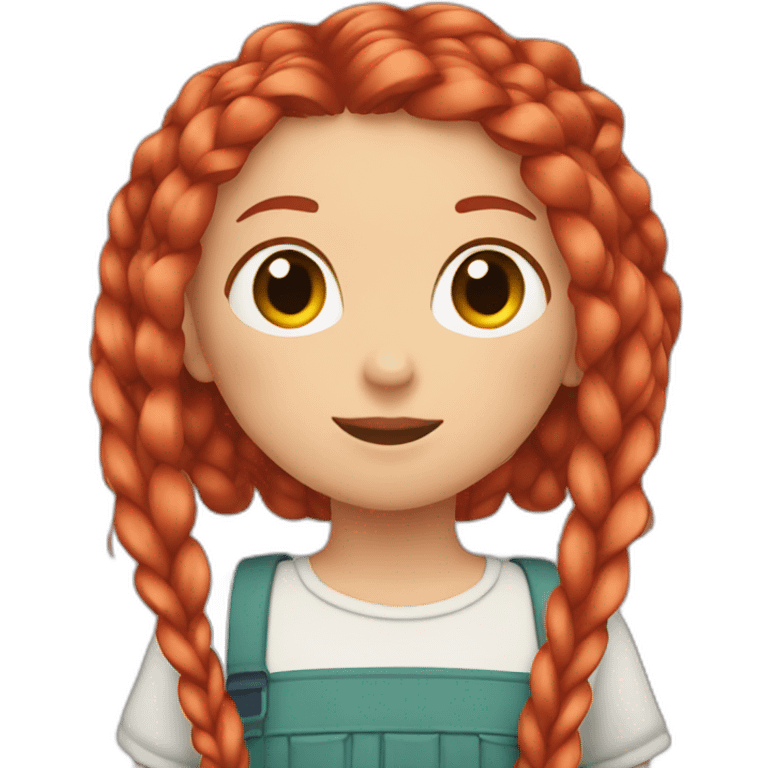 Girl with red hair in two braids drinking from a straw emoji